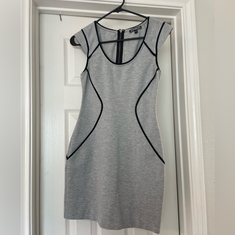 Black and Grey Fitted Dress